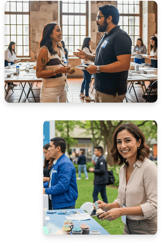 Profesionales conversando en taller presencial, asociado a intercambio de ideas y aprendizaje colaborativo en Espacio Surexs.