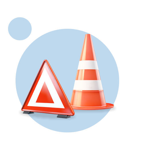 Escombros de colisión junto a vehÃ­culo, ilustrando cobertura de daÃ±os materiales en flotillas corporativas.